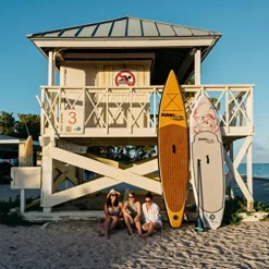 DUNNRITE Inflatable Stand Up Paddle Board Kit Natural Wood