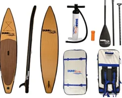 DUNNRITE Inflatable Stand Up Paddle Board Kit Natural Wood