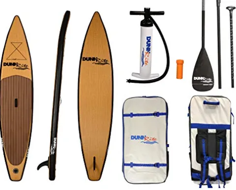 DUNNRITE Inflatable Stand Up Paddle Board Kit Natural Wood