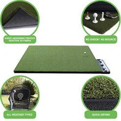 DURA-PRO Perfect Reaction Golf Mat 5×5 Feet Premium Turf Indoor/Outdoor – Golf Stance Mat with Accessories