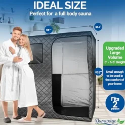 Durasage Portable Full Size Infrared Sauna 2-Person Gray