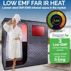 Durasage Portable Full Size Infrared Sauna 2-Person Gray