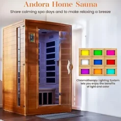 Dynamic Saunas Andora 2 Person Low EMF Infrared Therapy Sauna Dark Honey Stain