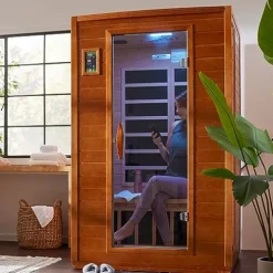 Dynamic Saunas Andora 2 Person Low EMF Infrared Therapy Sauna Dark Honey Stain
