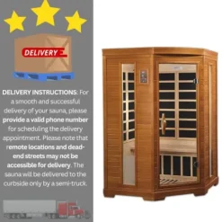 DYNAMIC SAUNAS Hemming 2 Person Infrared Corner Sauna Dark Honey Stain