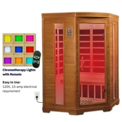 DYNAMIC SAUNAS Hemming 2 Person Infrared Corner Sauna Dark Honey Stain