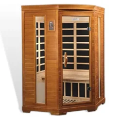 DYNAMIC SAUNAS Hemming 2 Person Infrared Corner Sauna Dark Honey Stain