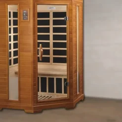 DYNAMIC SAUNAS Hemming 2 Person Infrared Corner Sauna Dark Honey Stain