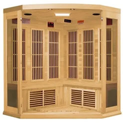 DYNAMIC SAUNAS Maxxus 3 Per Low EMF FAR Infrared Carbon Corner Canadian Hemlock Sauna Natural Finish