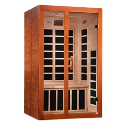 Dynamic Saunas Santiago Elite 2-Person Ultra Low EMF FAR Infrared Sauna Honey Stain Finish