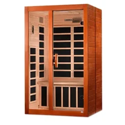 Dynamic Saunas Santiago Elite 2-Person Ultra Low EMF FAR Infrared Sauna Honey Stain Finish