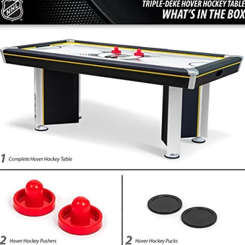 EastPoint Sports Triple-Deke Hover Hockey Table 80″ for Indoor Play, LED Scoring, Black