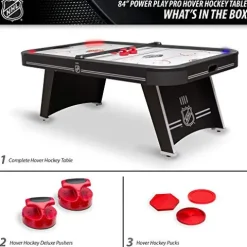 EastPoint Sports Triple-Deke Hover Hockey Table with LED Scoring and Sounds, Power Play Pro 84