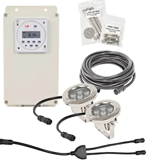 EasyPro Pond Products AquaShine 11 Watt Warm White LED Fountain Lights with Timer & Remote Control