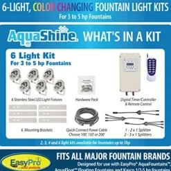 EasyPro Pond Products AquaShine 11W Warm White LED Fountain Lights with Timer & Remote Control