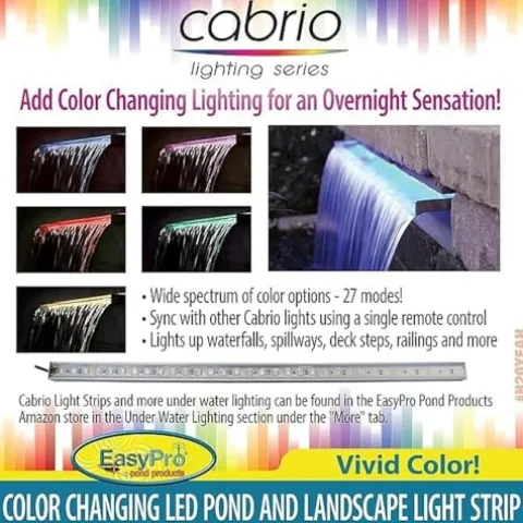 EasyPro Pond Products HB23K Vianti Falls 23 Inch Spillway Kit with White LED