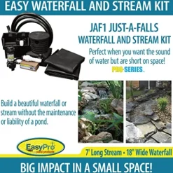EasyPro Pond Products Pro-Series Just-A-Falls Pondless Waterfall Kit with 18″ Spillway and 45 Mil EPDM Liner Black