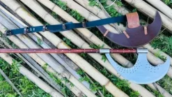 EGKH Custom Blade Large Bardiche Pole Axe Blunt Axe Head High Carbon Steel Silver