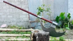 EGKH Custom Blade Large Bardiche Pole Axe Blunt Axe Head High Carbon Steel Silver