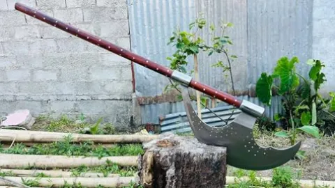 EGKH Custom Blade Large Bardiche Pole Axe Blunt Axe Head High Carbon Steel Silver