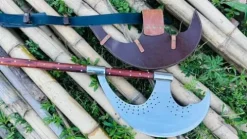 EGKH Custom Blade Large Bardiche Pole Axe Blunt Axe Head High Carbon Steel Silver