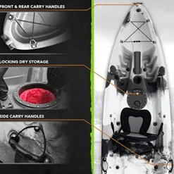 Elkton Outdoors Hard Shell Fishing Tandem Kayak Grey