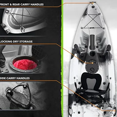 Elkton Outdoors Hard Shell Fishing Tandem Kayak Grey