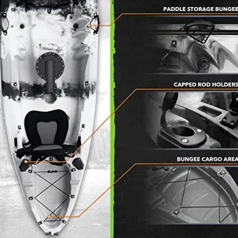 Elkton Outdoors Hard Shell Fishing Tandem Kayak Grey
