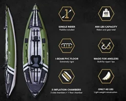 Elkton Outdoors Steelhead Inflatable Fishing Kayak Single