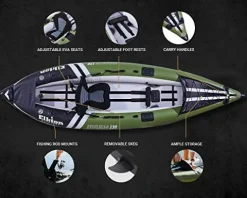 Elkton Outdoors Steelhead Inflatable Fishing Kayak Single