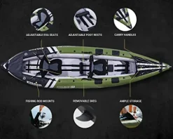 Elkton Outdoors Steelhead Inflatable Fishing Kayak Tandem