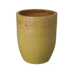 Emissary 22 in. Yellow Ceramic Round Planter with Drainage Hole