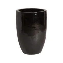 Emissary Black Stoneware Round Planter 18in x 26in