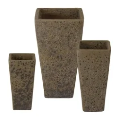 Emissary Bubble Yellow Stoneware Square Planters Set of 3 17in L x 31.5in H