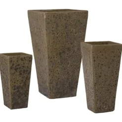 Emissary Bubble Yellow Stoneware Square Planters Set of 3 17in L x 31.5in H