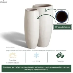 Emissary Distressed White Stoneware Round Jars Set of 2 19in L x 38.5in H