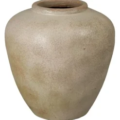 Emissary Distressed White Stoneware Round Jar 29.5in L x 30.5in H