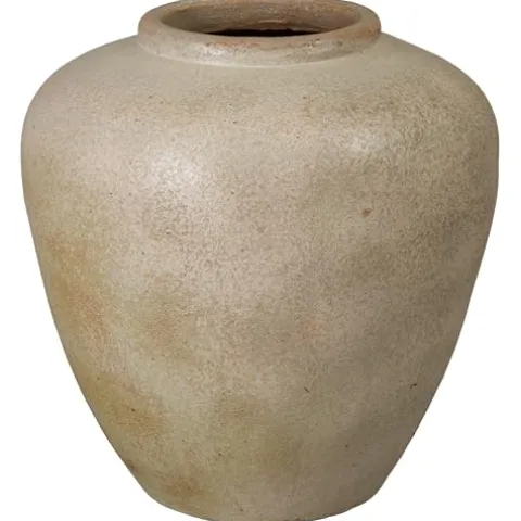 Emissary Distressed White Stoneware Round Jar 29.5in L x 30.5in H