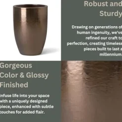 Emissary Gold Stoneware Round Planter 18in L x 26in H