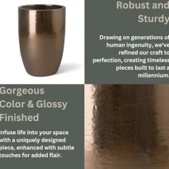 Emissary Gold Stoneware Round Planter 23in L x 32in H