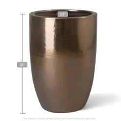 Emissary Gold Stoneware Round Planter 23in L x 32in H