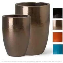 Emissary Gold Stoneware Round Planters Set of 2 23in L x 32in H