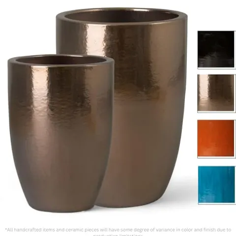 Emissary Gold Stoneware Round Planters Set of 2 23in L x 32in H