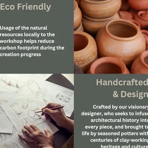 Emissary Gold Stoneware Round Planters Set of 2 23in L x 32in H