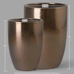 Emissary Gold Stoneware Round Planters Set of 2 23in L x 32in H
