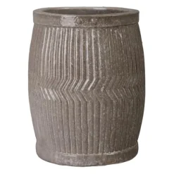 Emissary Gray Stoneware Round Planter 19in. L x 25in. H
