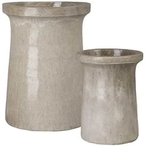Emissary Gray Stoneware Round Planters Set of 2 21in L x 29in H