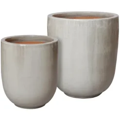Emissary Gray Stoneware Round Planters Set of 2 24in x 27in