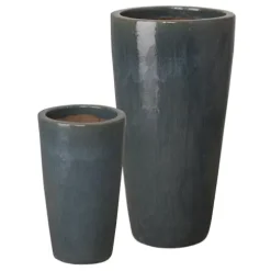 Emissary Gray Stoneware Round Planters Set of 2 18.5in L x 36in H