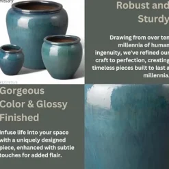 Emissary Home and Garden Round Planter LG Green 30X30